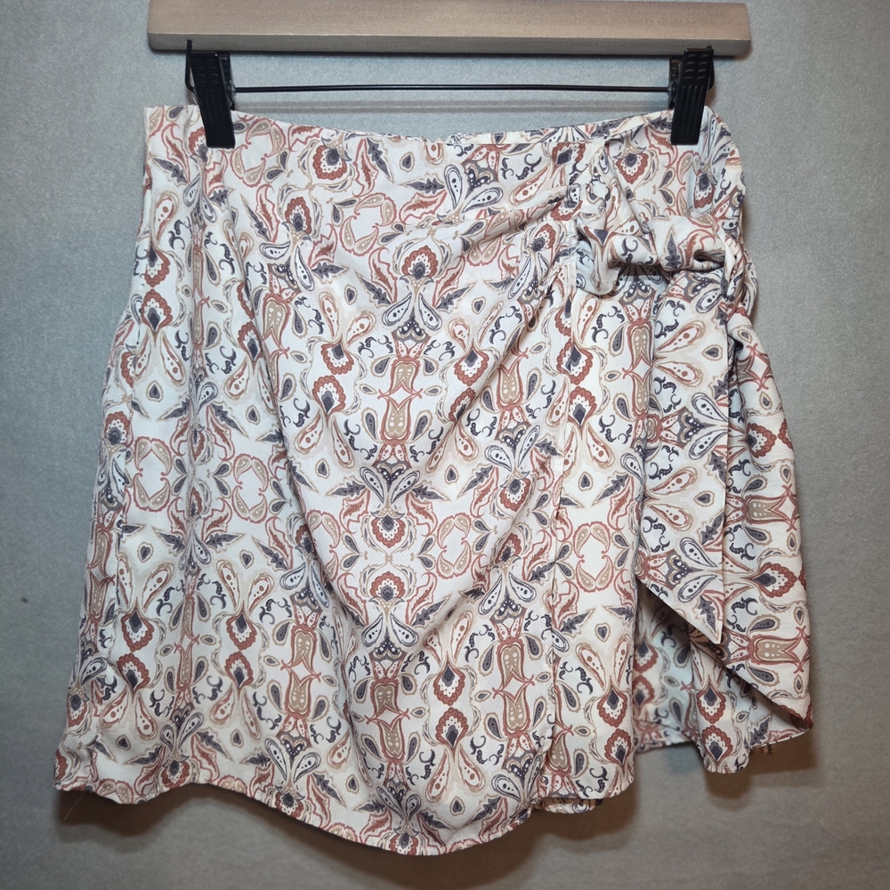 Paper Crane Patterned Wrap Side Tie Mini Skort In… - image 1